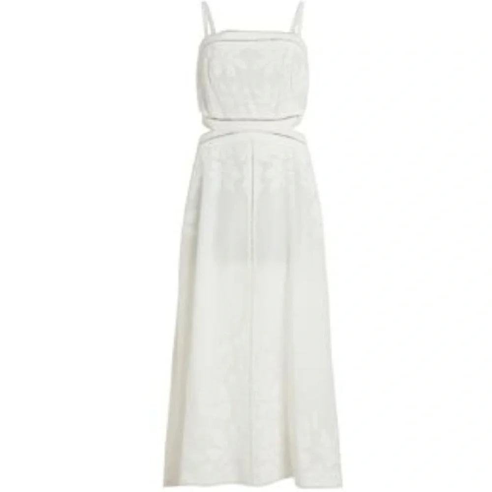 All Saints White Cotton Floral Print Mala Broderie Cut Out Sleeveless Maxi Dress - Picture 10 of 10
